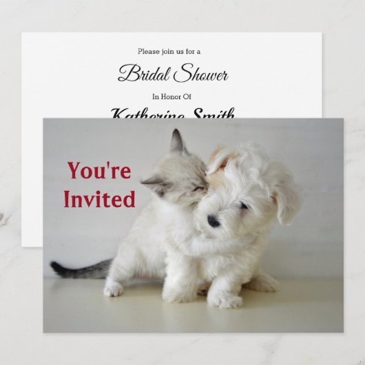Kitten Puppy Bridal Shower Kaart (Voorkant / Achterkant)