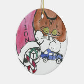 Kitten Raids over de kerststaart Keramisch Ornament (Rechts)
