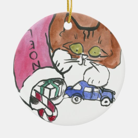 Kitten Raids over de kerststaart Keramisch Ornament (Voorkant)