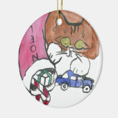 Kitten Raids over de kerststaart Keramisch Ornament (Links)