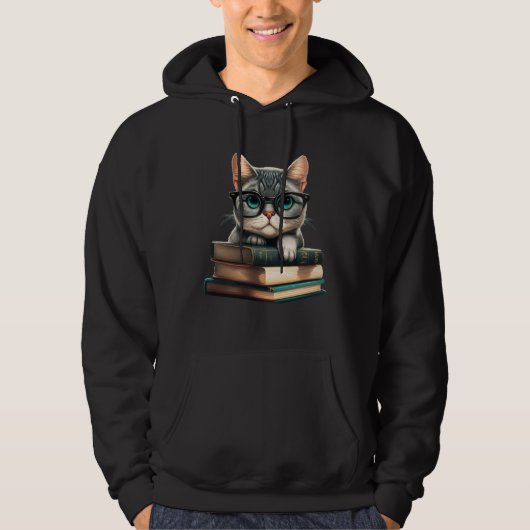 Kitten Reading Books for of Both Cats and Literat Hoodie (Voorkant)