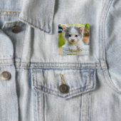 Kitten Rides A Bike Vierkante Button 5,1 Cm (In situ)