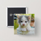 Kitten Rides A Bike Vierkante Button 5,1 Cm (Voorkant /achterkant)