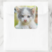 Kitten Rides A Bike Vierkante Sticker (Tas)