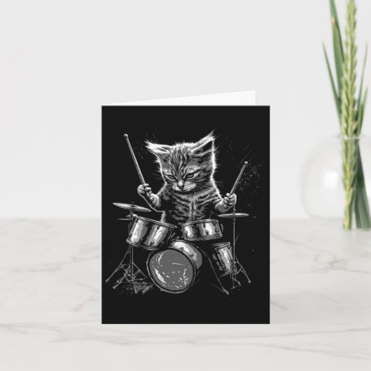 Kitten Rock Band Drummer Cat Plays Drums Kaart (Voorkant)