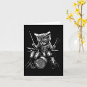 Kitten Rock Band Drummer Cat Plays Drums Kaart (Gele Bloem)