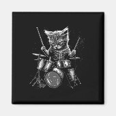 Kitten Rock Band Drummer Cat Plays Drums Magneet (Voorkant)