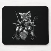 Kitten Rock Band Drummer Cat Plays Drums Muismat (Voorkant)