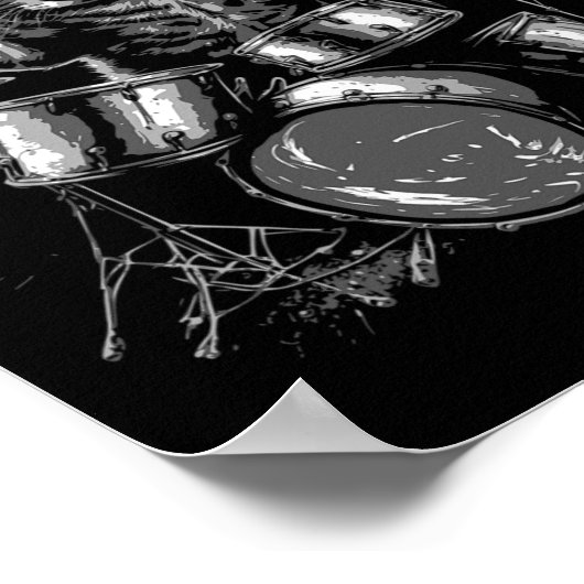 Kitten Rock Band Drummer Cat Plays Drums Poster (Hoek)