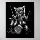 Kitten Rock Band Drummer Cat Plays Drums Poster (Voorkant)