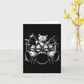 Kitten Rock Band Funny Kat Drummer Cat Playing D Kaart (Gele Bloem)