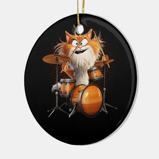 Kitten Rock Band Funny Kat Drummer Cat Playing D Keramisch Ornament (Links)