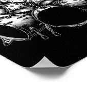 Kitten Rock Band Funny Kat Drummer Cat Playing D Poster (Hoek)