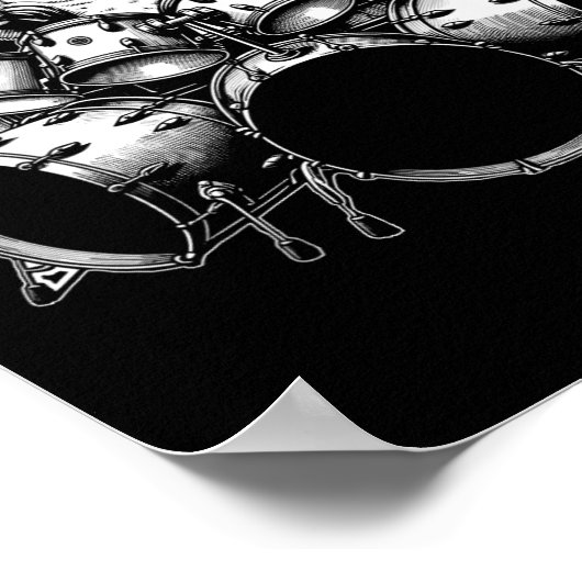 Kitten Rock Band Funny Kat Drummer Cat Playing D Poster (Hoek)