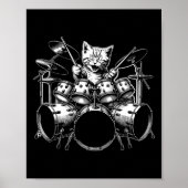 Kitten Rock Band Funny Kat Drummer Cat Playing D Poster (Voorkant)