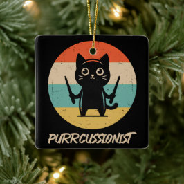 Kitten Rock Band Grappig Percussionist Kattenspel Keramisch Ornament