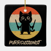 Kitten Rock Band Grappig Percussionist Kattenspel Keramisch Ornament (Achterkant)