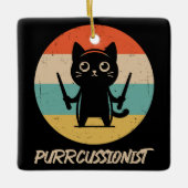 Kitten Rock Band Grappig Percussionist Kattenspel Keramisch Ornament (Voorkant)