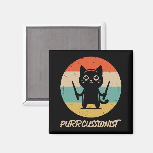 Kitten Rock Band Grappig Percussionist Kattenspel Magneet (Voorkant / Achterkant)