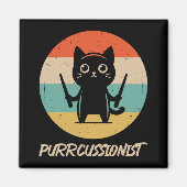 Kitten Rock Band Grappig Percussionist Kattenspel Magneet (Voorkant)