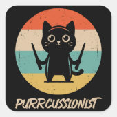 Kitten Rock Band Grappig Percussionist Kattenspel Vierkante Sticker (Voorkant)