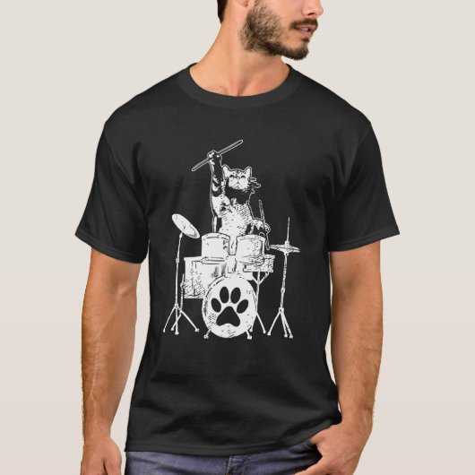 Kitten Rockstar kattenspeelonderdrums Drummer T-shirt (Voorkant)