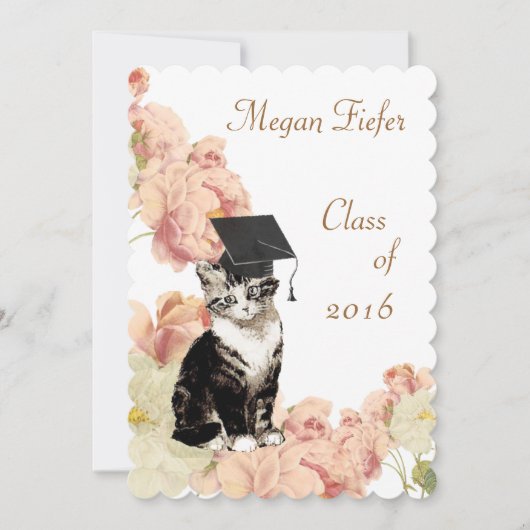  Kitten Rozen GraduPartij Kaart (Voorkant)
