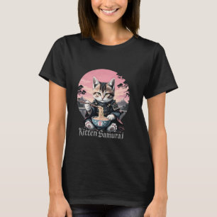 Kitten Samurai Ramen Japanse Kunst Ninja Krijger T-shirt