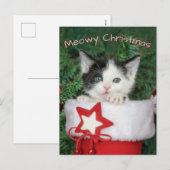 Kitten Santa Claus Boot Stocking Meowy Kerstmis - Feestdagenkaart (Voorkant / Achterkant)