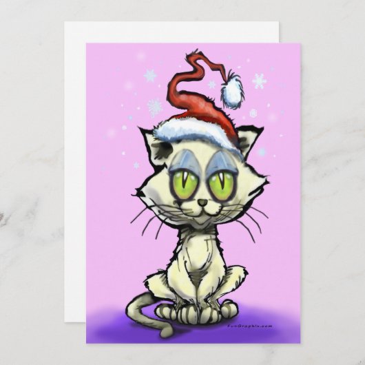 Kitten Santa Hat Kaart (Voorkant / Achterkant)