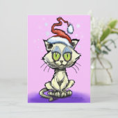 Kitten Santa Hat Kaart (Staand voorkant)