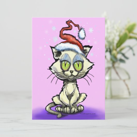 Kitten Santa Hat Kaart (Staand voorkant)