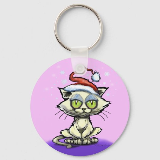 Kitten Santa Hat Sleutelhanger (Voorkant)