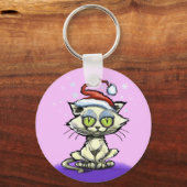 Kitten Santa Hat Sleutelhanger (Voorkant)