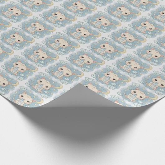 Kitten Schattige Baby Pastel Waterverf Patroon Cadeaupapier (Hoek)