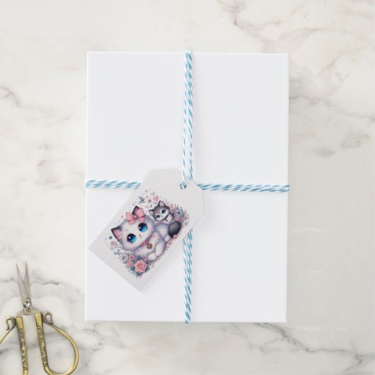 Kitten Schattigheid Overload: Sparkling-Eyed Cat & Cadeaulabel (Met Touw)