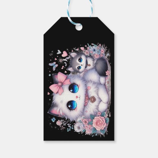 Kitten Schattigheid Overload: Sparkling-Eyed Cat & Cadeaulabel (Achterkant)