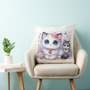 Kitten Schattigheid Overload: Sparkling-Eyed Cat & Kussen
