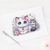 Kitten Schattigheid Overload: Sparkling-Eyed Cat & Rechthoekige Sticker (Envelop)