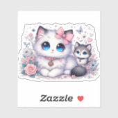 Kitten Schattigheid Overload: Sparkling-Eyed Cat & Sticker (Vel)