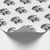 Kitten schets op wit cadeaupapier (Hoek)