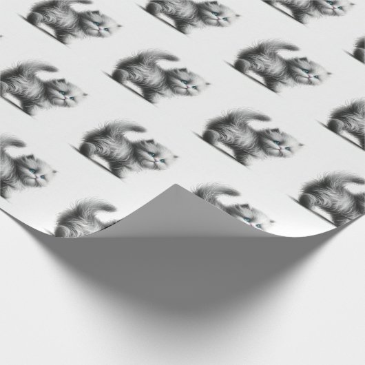 Kitten schets op wit cadeaupapier (Hoek)