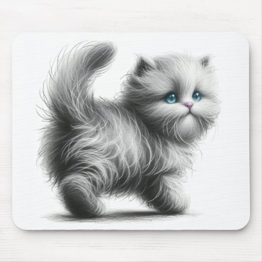 Kitten schets op wit muismat (Voorkant)