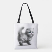 Kitten schets op wit tote bag (Achterkant)