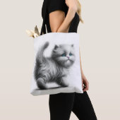 Kitten schets op wit tote bag (Dichtbij)