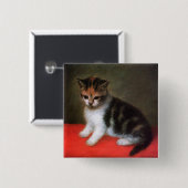 Kitten schilderij van George Stubbs Vierkante Button 5,1 Cm (Voorkant /achterkant)