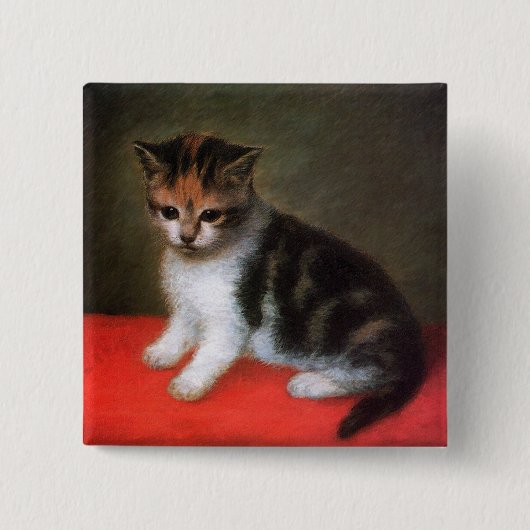 Kitten schilderij van George Stubbs Vierkante Button 5,1 Cm (Voorkant)