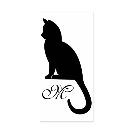 Kitten Silhouet & Monogram - Rubber Stamp Rubberstempel (Afrduk)