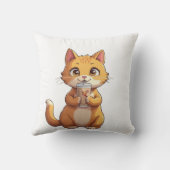 Kitten Sipping Coffee Kussen (Achterkant)