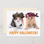 Kitten Sisters piraten Halloween Briefkaart (Voorkant / Achterkant)